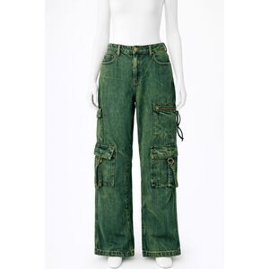 Wild Fable Mid Rise Baggy Cargo Pants Green Size 12 NWT Utility Wide Leg